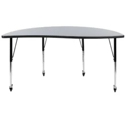Emma And Oliver Mobile 60" Half Circle Wave Collaborative Grey Adjustable Height Activity Table -Kids Home Store GUEST 060b1bc7 7371 452a 9b77 82462e5f36fa