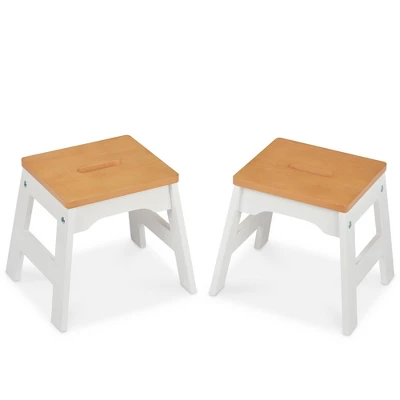 Melissa & Doug Wooden Stools - Set Of 2 - White/Natural 3 Melissa & Doug Wooden Stools - Set Of 2 - White/Natural - Image 3