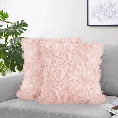 Set Of 2 Rose Decorative Accent Throw Pillows Blush Pink - Sweet Jojo Designs 1 Set Of 2 Rose Decorative Accent Throw Pillows Blush Pink - Sweet Jojo Designs