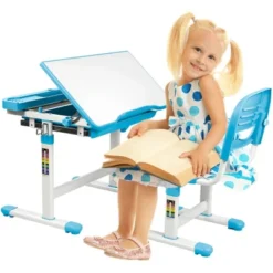 Mount-It! Kids Desk And Chair Set | Height Adjustable Ergonomic Children's School Workstation With Storage Drawer | Blue -Kids Home Store GUEST 0a33b8ac 0cd7 42db ad7a 14e28a3a62e7