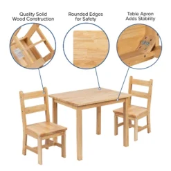 Flash Furniture Kids Solid Hardwood Table And Chair Set For Playroom, Bedroom, Kitchen - 3 Piece Set -Kids Home Store GUEST 0bf9d919 a115 4ffe a6b2 d493e1126156