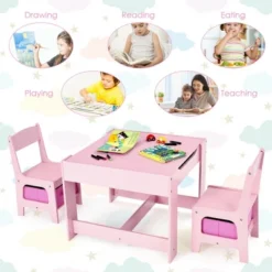 Costway 3 In 1 Wood Activity Table Chair Set W/Storage Box Pink 16 Costway 3 In 1 Wood Activity Table Chair Set W/Storage Box Pink -Kids Home Store GUEST 0db6516e bb05 4ee9 b38d 6f7ab8a6f273