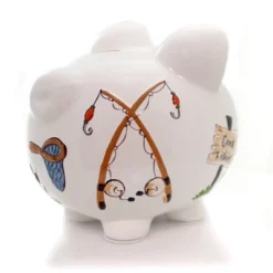 Bank Gone Fishing Pig Bank - One Bank 7.75 Inches - Net Rod Reel Save - 36870 - Ceramic - Multicolored -Kids Home Store GUEST 10fff747 df68 4c22 aa0a 9a9b82458ab6