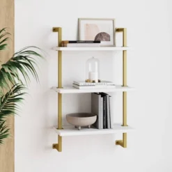 Theo Floating Shelf Gold/White - Nathan James