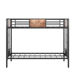 Twin Over Twin Metal Bunk Bed With Ladder And Full-Length Guardrail, Black-ModernLuxe 10 Twin Over Twin Metal Bunk Bed With Ladder And Full-Length Guardrail, Black-ModernLuxe -Kids Home Store GUEST 11d303e1 4769 4429 af66 2b380238c2ef