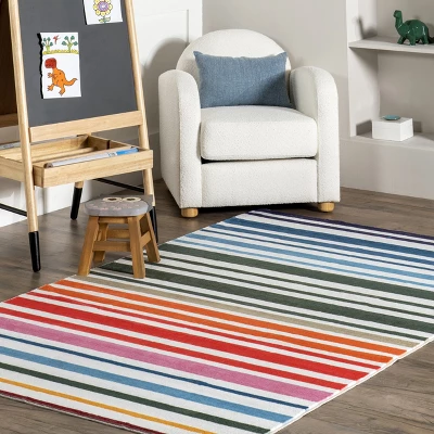 NuLOOM Effie Stripes Kids Machine Washable Area Rug 8 NuLOOM Effie Stripes Kids Machine Washable Area Rug - Image 8