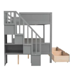 Twin Over Full Bunk Bed With Shelves, Storage Staircase And 2 Drawers - ModernLuxe -Kids Home Store GUEST 1d349b94 af69 4253 9de8 6e5aeba542f8