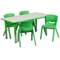 Flash Furniture 23.625"W X 47.25"L Rectangular Plastic Height Adjustable Activity Table Set With 4 Chairs -Kids Home Store GUEST 1e970c6c 7142 4809 bdf3 074073536da7 1