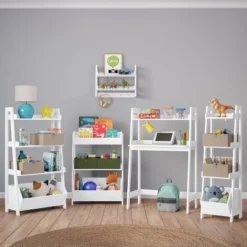 Kids' 2 Tier Ladder Wall Shelf With Hooks White - RiverRidge Home -Kids Home Store GUEST 1ee5c927 59cf 479c ae12 45aea42d9f95