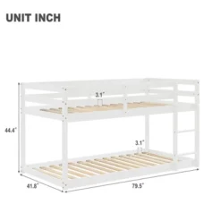 Twin Over Twin Floor Bunk Bed With Ladder And Safety Guardrail-ModernLuxe 6 Twin Over Twin Floor Bunk Bed With Ladder And Safety Guardrail-ModernLuxe -Kids Home Store GUEST 23a2e3b9 f340 4b8a 8e0f 220cdb1f9b2e