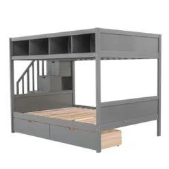 Twin Over Full Bunk Bed With Shelves, Storage Staircase And 2 Drawers - ModernLuxe -Kids Home Store GUEST 23bba97c 141f 4d44 85ea 83b98068e034