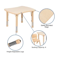 Flash Furniture 21.875"W X 26.625"L Rectangular Plastic Height Adjustable Activity Table Set With 4 Chairs 13 Flash Furniture 21.875"W X 26.625"L Rectangular Plastic Height Adjustable Activity Table Set With 4 Chairs -Kids Home Store GUEST 2465dc71 3e10 4af7 89f8 ecd766798f8b