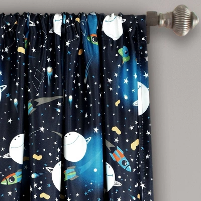Universe Room Darkening Window Curtain Panels Navy - Lush Décor 1 Universe Room Darkening Window Curtain Panels Navy - Lush Décor