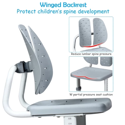 Costway Children Desk Chair Set Adjustable Study Table Drawer 7 Costway Children Desk Chair Set Adjustable Study Table Drawer - Image 7