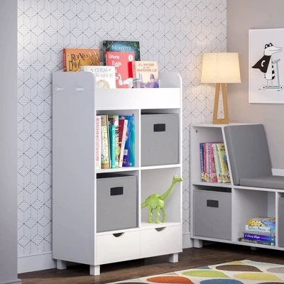 Kids' Book Nook Cubby Storage Cabinet With Bookrack - RiverRidge Home 1 Kids' Book Nook Cubby Storage Cabinet With Bookrack - RiverRidge Home