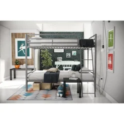 Twin Over Twin Maxwell Metal Bunk Bed Gray - Novogratz -Kids Home Store GUEST 2bee27d7 a767 4790 b649 6baf7ba9147e