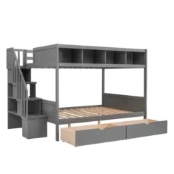 Twin Over Full Bunk Bed With Shelves, Storage Staircase And 2 Drawers - ModernLuxe -Kids Home Store GUEST 2fad5fc3 5949 4289 a04b 4ea4302ca912
