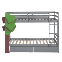 Twin-Over-Twin Bunk Bed With A Tree Decor And Two Storage Drawers-ModernLuxe -Kids Home Store GUEST 311cb700 45de 4d97 9a11 d075683995e3