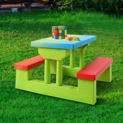 Costway 4 Seat Kids Picnic Table W/Umbrella Garden Yard Folding Children Bench Outdoor -Kids Home Store GUEST 35c4a760 9001 4817 97ac 502e907e274c