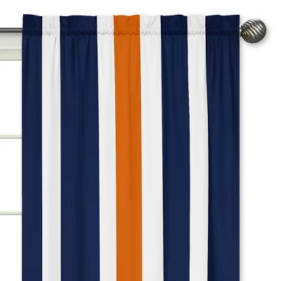 Navy & Orange Stripe Curtain Panels - Sweet Jojo Designs 2 Navy & Orange Stripe Curtain Panels - Sweet Jojo Designs - Image 2