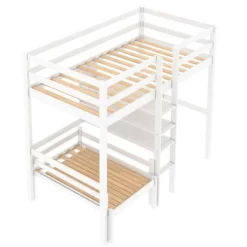 Convertible Loft Bed With L Shaped Desk, Shelf And Ladder, White - ModernLuxe -Kids Home Store GUEST 462f5608 16f8 45c0 b84d 2002ee15a038