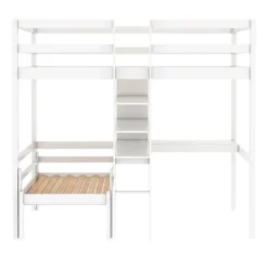 Convertible Loft Bed With L Shaped Desk, Shelf And Ladder, White - ModernLuxe -Kids Home Store GUEST 4c991d44 33a9 4dd9 b1e7 4117f9507173