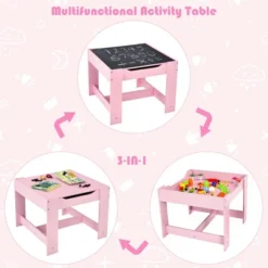 Costway 3 In 1 Wood Activity Table Chair Set W/Storage Box Pink 14 Costway 3 In 1 Wood Activity Table Chair Set W/Storage Box Pink -Kids Home Store GUEST 4d43531d b688 45c7 805a fdca4e59f222
