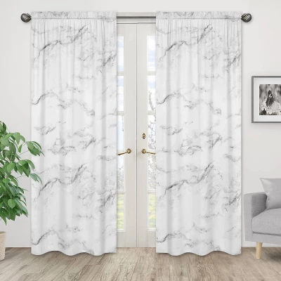 Black & White Marble Curtain Panels - Sweet Jojo Designs 1 Black & White Marble Curtain Panels - Sweet Jojo Designs