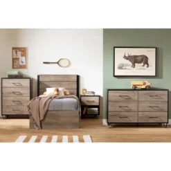 Arlen Mates Bed And Headboard Set Weathered Oak - South Shore -Kids Home Store GUEST 4e765bfd 4f51 4a12 8680 702725ea0eb8
