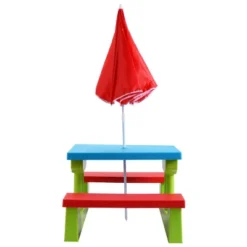 Costway 4 Seat Kids Picnic Table W/Umbrella Garden Yard Folding Children Bench Outdoor -Kids Home Store GUEST 510514d6 0701 4a54 86fb e7346a7f4b02