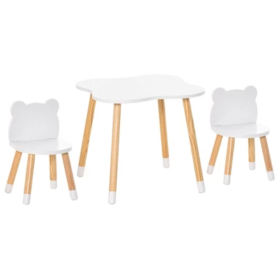 Qaba Kids Table And Chair Set For Arts, Meals, Lightweight Wooden Homework Activity Center, Toddlers Age 3+, White 3 Qaba Kids Table And Chair Set For Arts, Meals, Lightweight Wooden Homework Activity Center, Toddlers Age 3+, White - Image 3