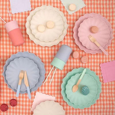 Meri-Meri Meri Meri Large Pink Reusable Bamboo Plates (Pack Of 6) 4 Meri-Meri Meri Meri Large Pink Reusable Bamboo Plates (Pack Of 6) - Image 4