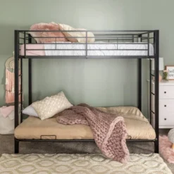 Twin Over Futon Analise Metal Bunk Bed Black - Saracina Home -Kids Home Store GUEST 561bd3db cee9 44eb b8a5 0f2ff86da729