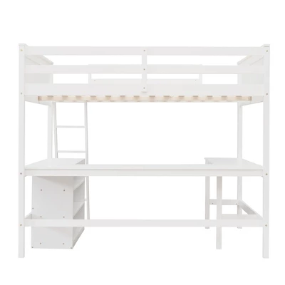 Full Size Wooden Loft Bed With Shelves And Desk - ModernLuxe 7 Full Size Wooden Loft Bed With Shelves And Desk - ModernLuxe - Image 7