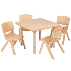 Flash Furniture 24" Square Plastic Height Adjustable Activity Table Set With 4 Chairs -Kids Home Store GUEST 5d4779ed f55a 4698 b41c 24b2b2ede9bd 1