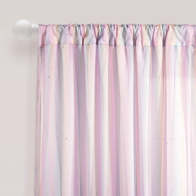 Kids' Rainbow Sheer Rod Pocket With Lining Single Window Curtain Panel Rainbow/White - Lush Décor 1 Kids' Rainbow Sheer Rod Pocket With Lining Single Window Curtain Panel Rainbow/White - Lush Décor