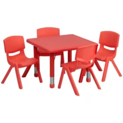Flash Furniture 24" Square Plastic Height Adjustable Activity Table Set With 4 Chairs -Kids Home Store GUEST 621fdb43 42e4 40c7 a0c5 89c5b6471905 1