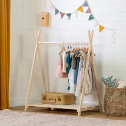 Sweedi Scandinavian Kids' Clothes Rack Natural Wood - South Shore -Kids Home Store GUEST 62db56cd 1aae 4090 9958 58eb437645f5