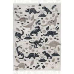 Aaran Dinosaur Kids Tasseled Area Rug -Kids Home Store GUEST 63a354ee d48c 472c 98e7 1c39ad82d4e4