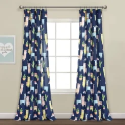 52"x84" Make A Wish Southwest Llama Cactus Window Curtain Panels Set - Lush Décor -Kids Home Store GUEST 65783249 d88a 48f9 85ec 1564cb76ed5c