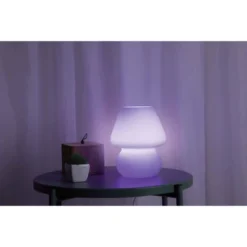 Teen Glass Mushroom Color Changing LED Table Lamp White - West & Arrow