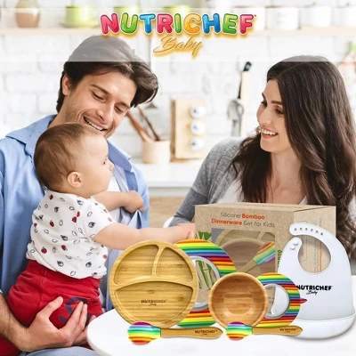 NutriChef Rainbow Dinnerware Set With Bibs For Kids 6 NutriChef Rainbow Dinnerware Set With Bibs For Kids - Image 6