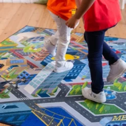 KC CUBS | Justice League Boy & Girl Kids Metropolis City Road Car Vehicle Traffic Educational Learning & Game Nursery Classroom Rug -Kids Home Store GUEST 6e42f81c ecab 4acb 849f 607e11e4093c
