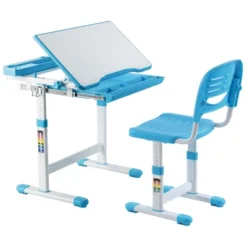 Mount-It! Kids Desk And Chair Set | Height Adjustable Ergonomic Children's School Workstation With Storage Drawer | Blue -Kids Home Store GUEST 70f1762b 1dc0 40ea 85c8 d9b157fc48b0