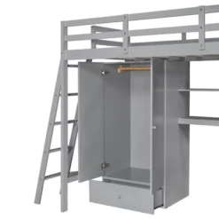 Twin Size Loft Bed With Wardrobe, Drawers And Desk With Shelves - ModernLuxe 21 Twin Size Loft Bed With Wardrobe, Drawers And Desk With Shelves - ModernLuxe -Kids Home Store GUEST 7378c324 e6d2 4659 83c8 3ab9aa59002d