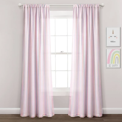 Kids' Rainbow Sheer Rod Pocket With Lining Single Window Curtain Panel Rainbow/White - Lush Décor 6 Kids' Rainbow Sheer Rod Pocket With Lining Single Window Curtain Panel Rainbow/White - Lush Décor - Image 6