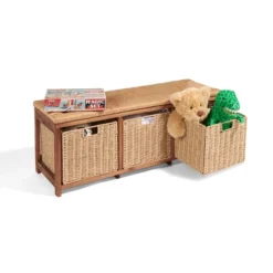 Badger Basket Kid's Storage Bench With Woven Top And Baskets Brown -Kids Home Store GUEST 77eb8e26 ddea 4212 bf7b 1c9542bd9285