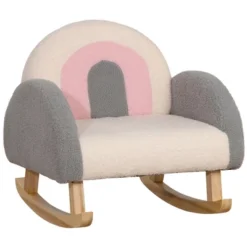 Qaba Kids Sofa, Rocking Toddler Sofa Chair With Solid Wooden Frame, Faux Lamb Fleece Fabric For Nursery, Kindergarten, Playroom, Bedroom -Kids Home Store GUEST 798ee29a 0be1 45a0 9b95 29078c1fed5a