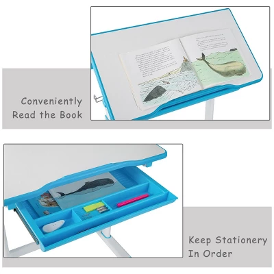 Costway Height Adjustable Children's Desk Chair Set Multifunctional Study Drawing 7 Costway Height Adjustable Children's Desk Chair Set Multifunctional Study Drawing - Image 7