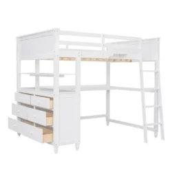 Full Size Wooden Loft Bed With Drawers, Shelves And Desk - ModernLuxe -Kids Home Store GUEST 7d0703e5 ebad 4f5a b09b 7337f4ff2320